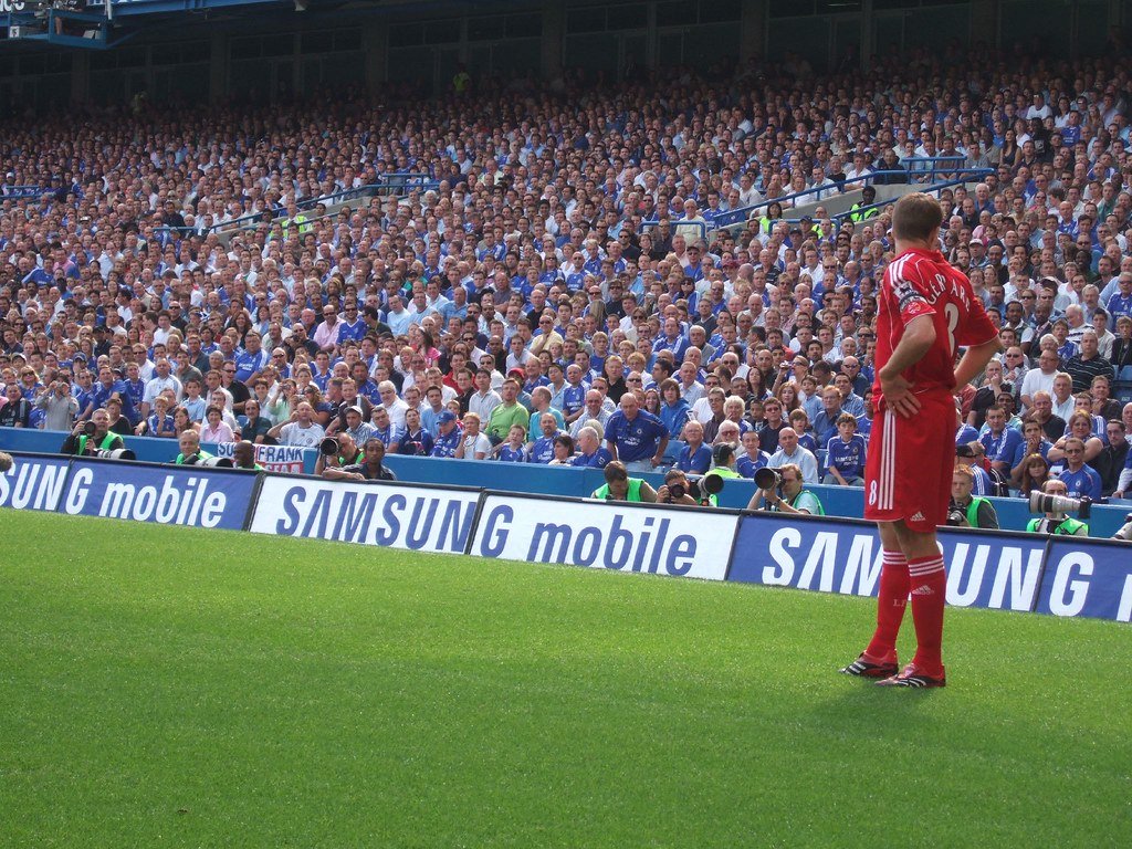 Stamford Bridge, Chelsea's home stadium in London, on a matchday