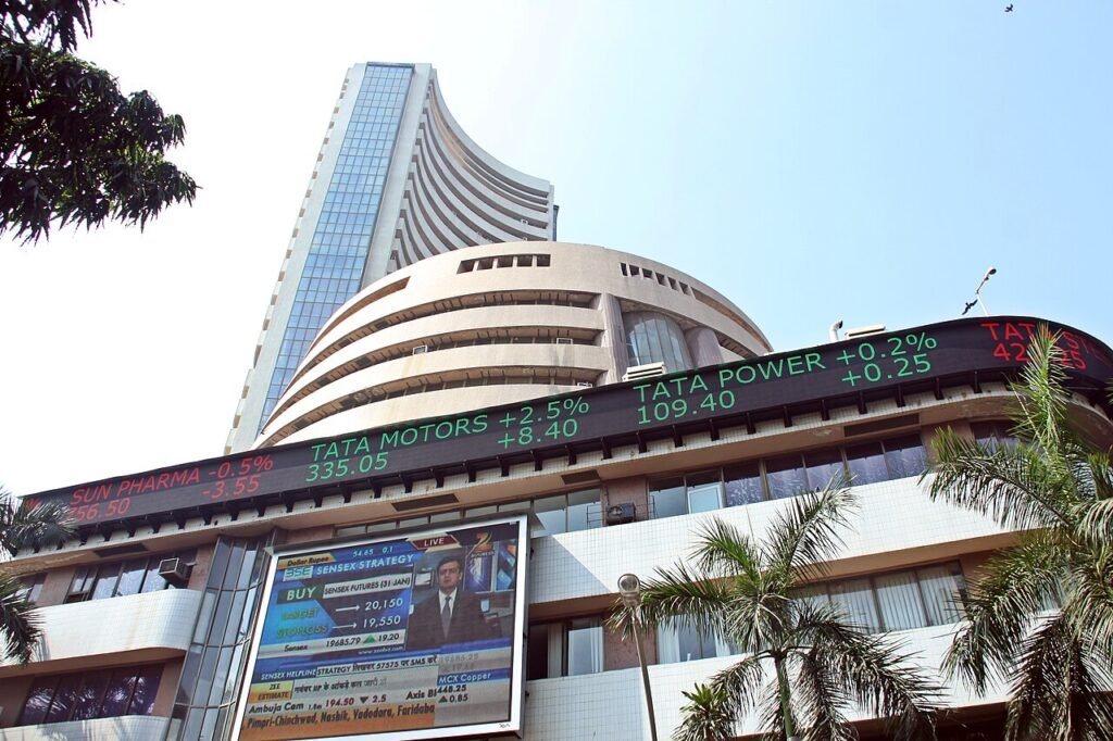 The Bombay Stock Exchange building on Dalal Street in Mumbai, India's financial hub
