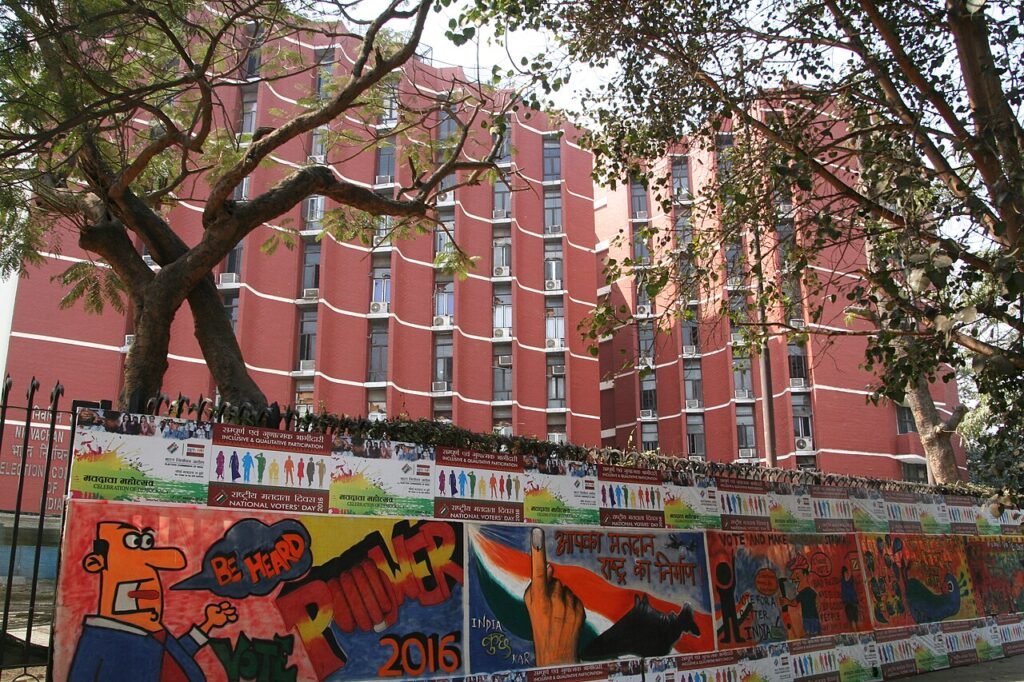 The Election Commission of India headquarters in New Delhi, the respondent authority in the opposition's petition over the Special Intensive Revision of electoral rolls.